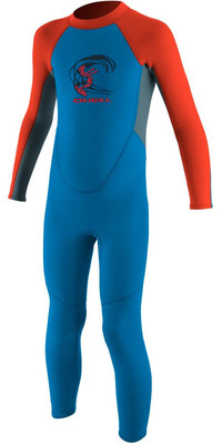 2024 O'Neill Peuter Reactor 2mm Rug Ritssluiting Wetsuit 4868 - Blue / Neon Red